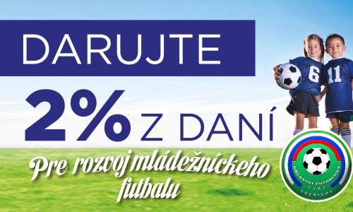 Darujte 2 percentá z dane na podporu mládežníckeho futbalu v okrese Trebišov