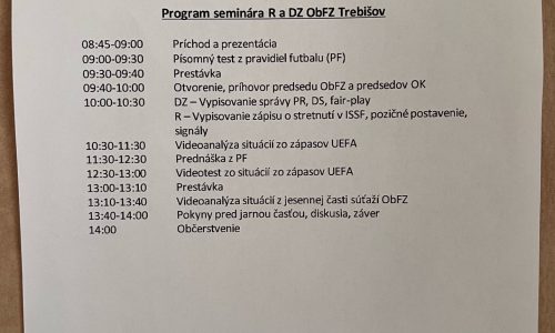 V marci 2024 sa uskutočnili doškoľovacie semináre rozhodcov a delegátov ObFZ