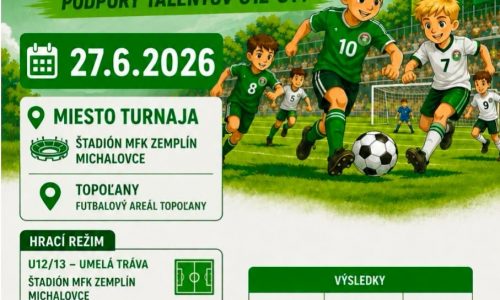 V sobotu 27. júna 2026 sa uskutoční turnaj výberov oblastných futbalových zväzov U12-U14